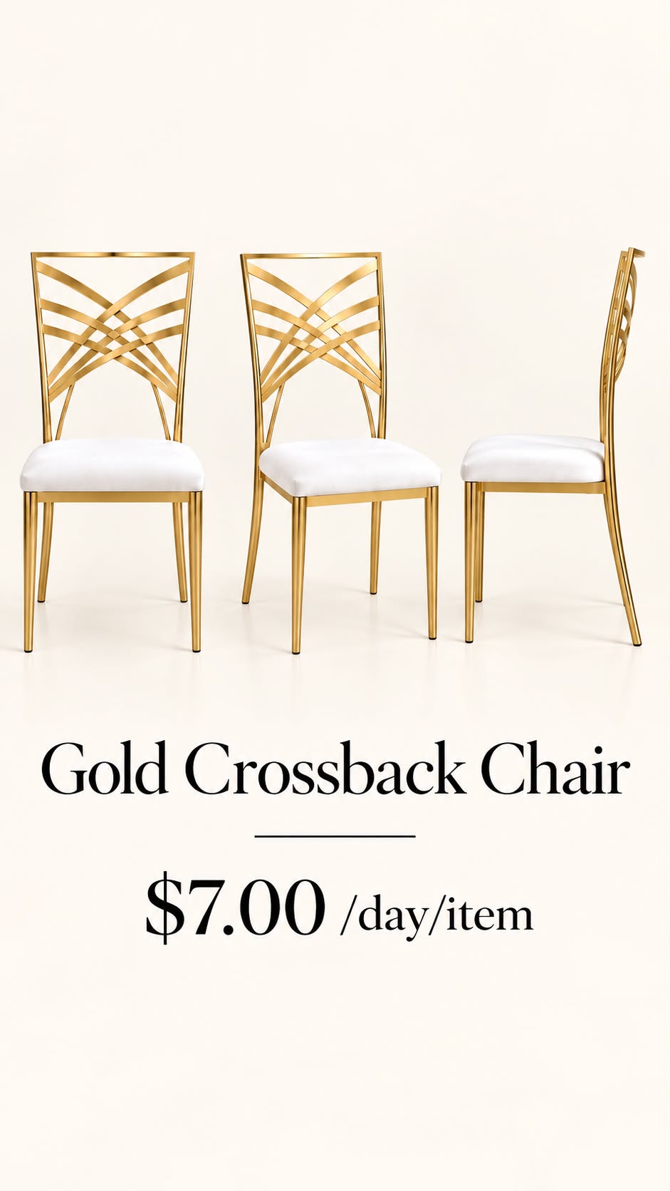 Gold crossback chair rental